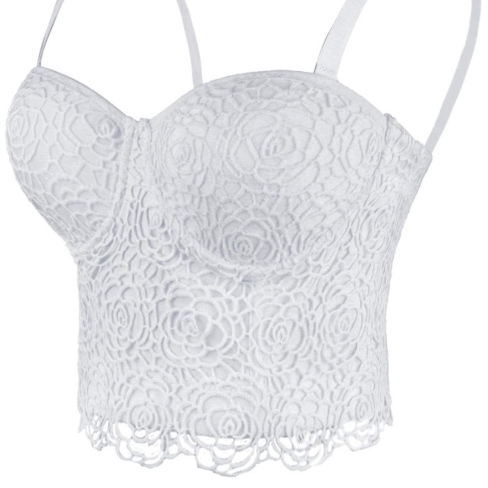 by the way. White Lace Bustier Crop Top